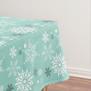 Winter Turquoise-Blue Snowflake Christmas Season Tablecloth