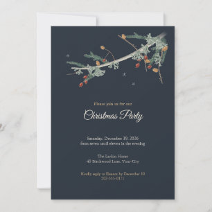 Winter Twigs and Lichen Christmas Party Invitation