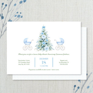 Winter twin boys Baby Shower Invitation