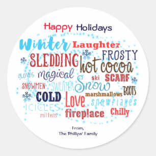 WINTER Typography Fun Wording Favour Sticker