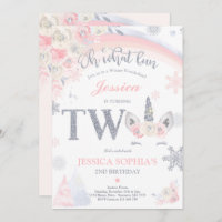 Winter Unicorn 2nd Birthday Pink & Silver Unicorn