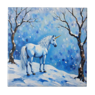 Winter Unicorn Ceramic Tile