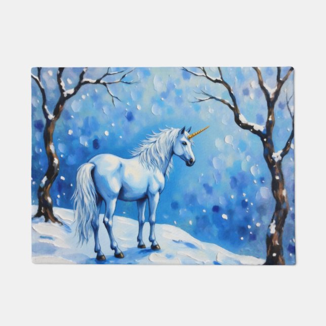 Winter Unicorn Doormat (Front)