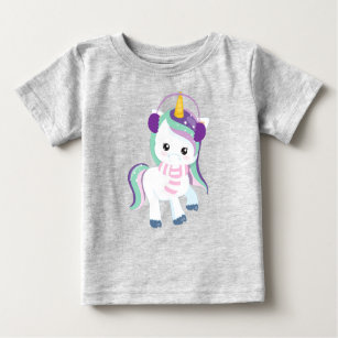 Winter Unicorn, Magic Unicorn, Cute Unicorn, Scarf Baby T-Shirt