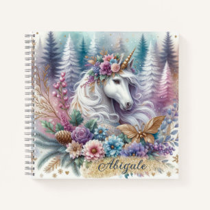 Winter Unicorn Magical Scene 3 - Personalise Notebook