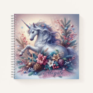 Winter Unicorn Magical Scene 5 - Personalise Notebook