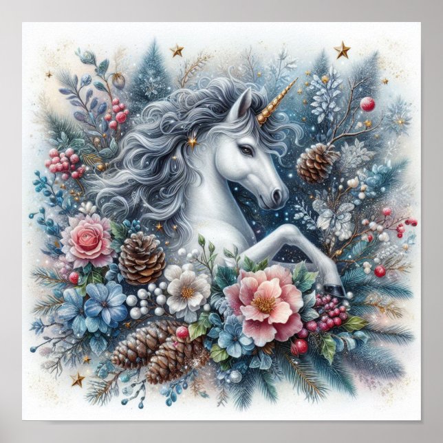 Winter Unicorn Magical Scene 6 Poster (Front)