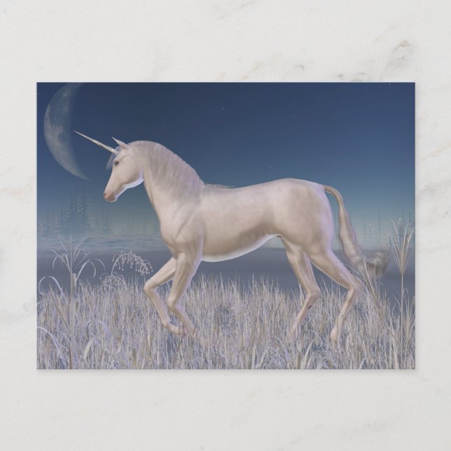 Winter Unicorn - running Postcard (Front)