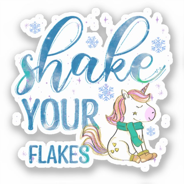 Winter Unicorn | Shake Your Flakes | Fun & Festive (Front)