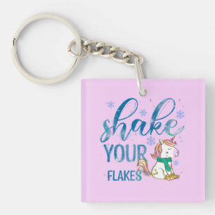 Winter Unicorn   Shake Your Flakes   Fun & Festive Key Ring