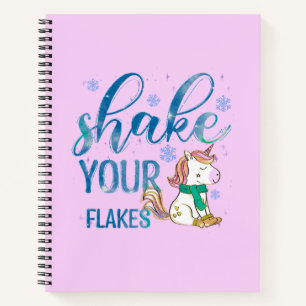 Winter Unicorn Shake Your Flakes Fun & Festive Notebook