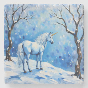 Winter Unicorn Stone Coaster