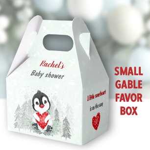 Winter Valentines Penguin Boy Baby Shower Favour Box