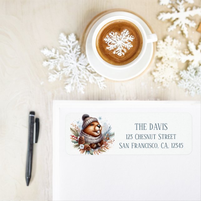 Winter Vibes Beaver - Return address  Label (Creator Uploaded)