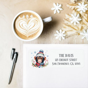 Winter Vibes Chimpanzee - Return address  Label