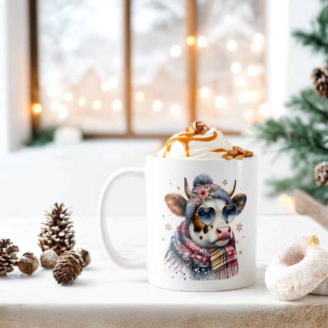 Winter Vibes Cow -  Coffee Mug (Creator Uploaded)