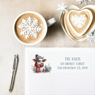 Winter Vibes Cow - Return address Return Address Label