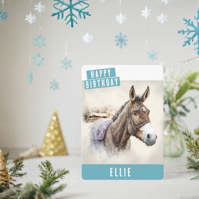 Winter vibes Donkey Birthday Card (Creator Uploaded)