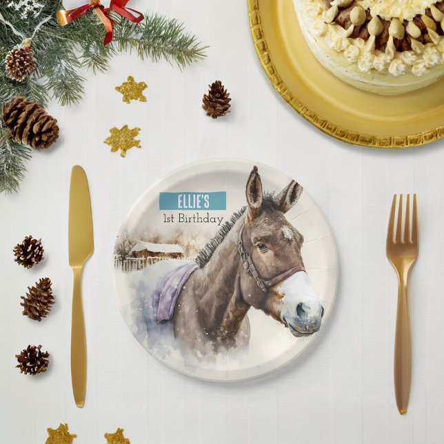 Winter vibes Donkey -  Birthday Party - Paper Plate (Creator Uploaded)