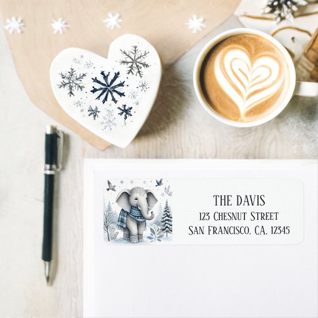 Winter Vibes Elephant - Return address  Label (Creator Uploaded)
