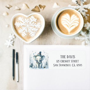 Winter Vibes Elephant - Return address  Return Address Label