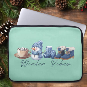 Winter Vibes Friendly Snowman Laptop Sleeve