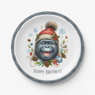 Winter Vibes Gorilla - Birthday Paper Plate