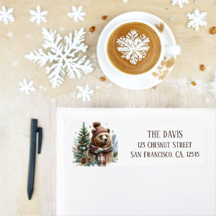Winter Vibes Grizzly Bear - Return address  Label