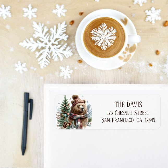 Winter Vibes Grizzly Bear - Return address  Label (Creator Uploaded)