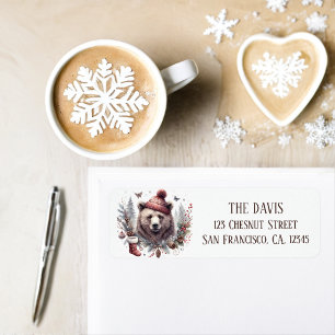 Winter Vibes Grizzly Bear - Return address  Return Address Label
