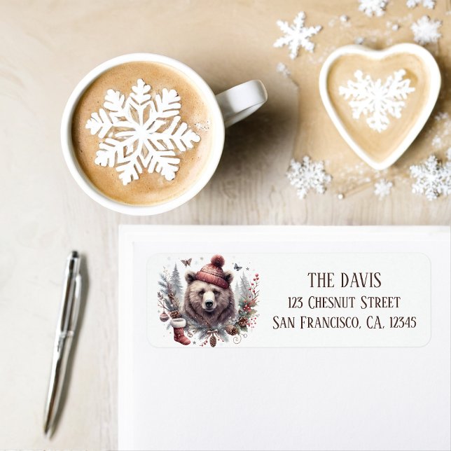 Winter Vibes Grizzly Bear - Return address  Return Address Label (Creator Uploaded)