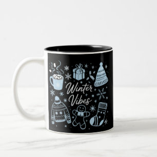 Winter Vibes Holiday Xmas Season Snowflakes Two-Tone Coffee Mug