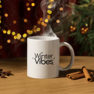 Winter Vibes – Minimalist Snowflake and Mountain Coffee Mug