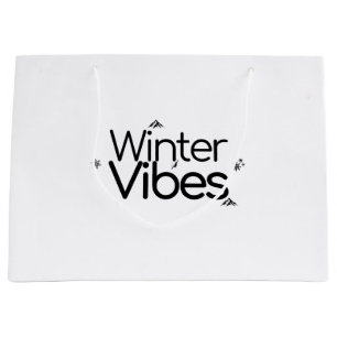 Winter Vibes – Minimalist Snowflake and Mountain Large Gift Bag