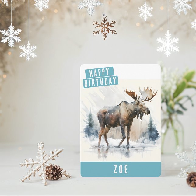 Winter vibes Moose Birthday Card (Creator Uploaded)