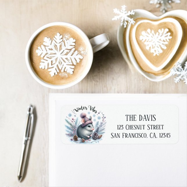 Winter Vibes Mouse - Return address  Label (Creator Uploaded)
