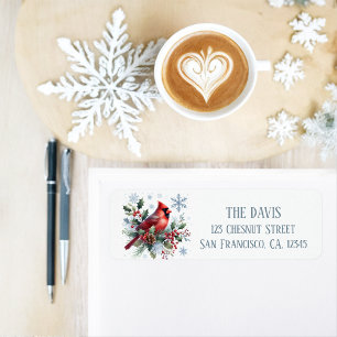 Winter Vibes Northern Cardinal - Return address  Label