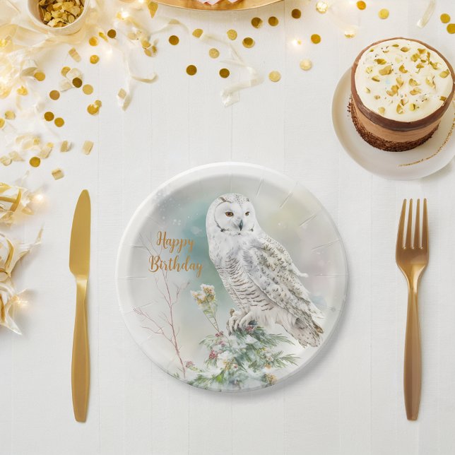 Winter vibes Owl -  Birthday Party - Paper Plate (Creator Uploaded)