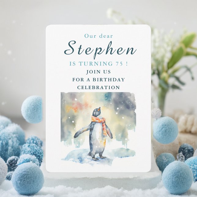 Winter vibes Penguin - Birthday Invitation Card (Creator Uploaded)