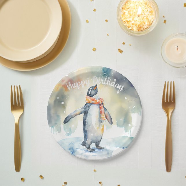 Winter vibes Penguin -  Birthday Party - Paper Plate (Creator Uploaded)