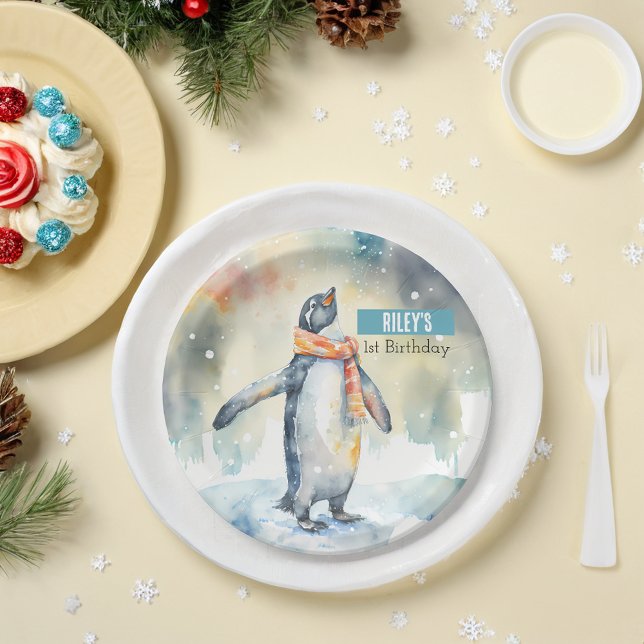 Winter vibes Penguin -  Birthday Party - Paper Plate (Creator Uploaded)