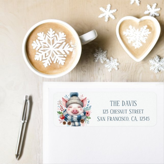 Winter Vibes Pig - Return address  Label (Creator Uploaded)