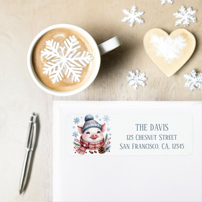 Winter Vibes Pig - Return address  Label (Creator Uploaded)