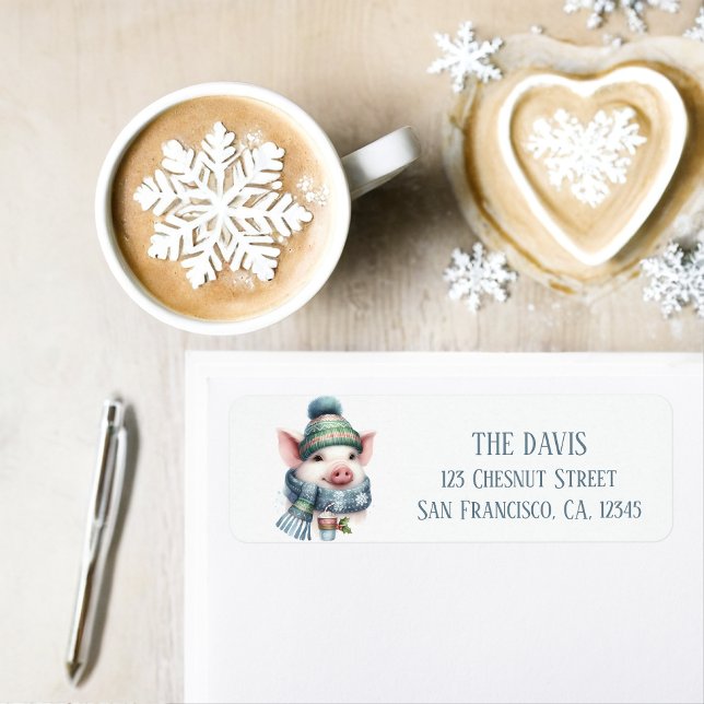 Winter Vibes Pig - Return address  Label (Creator Uploaded)