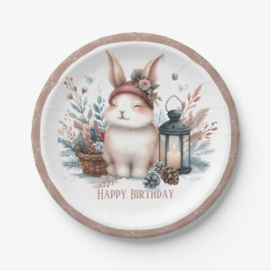 Winter Vibes Rabbit - Birthday Paper Plate