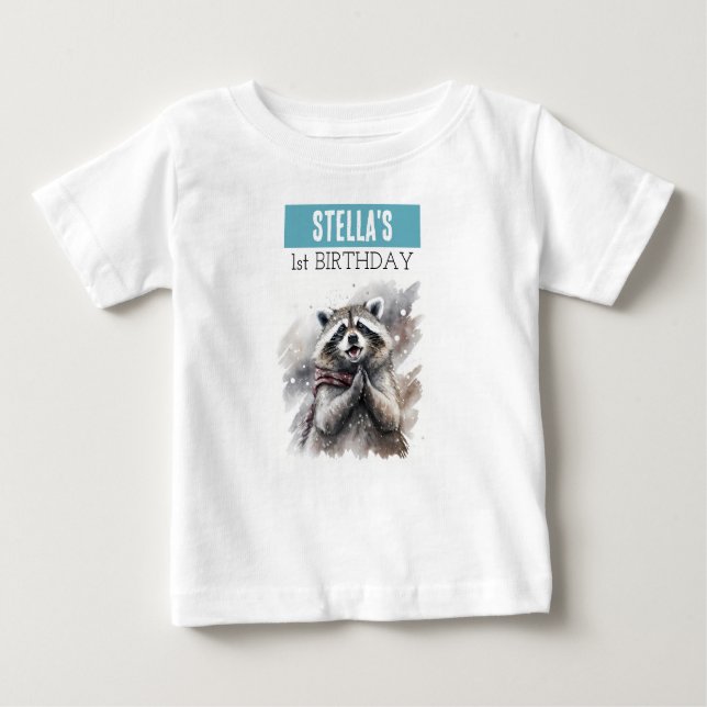 Winter Vibes Racoon - 1st birthday T-shirt (Front)