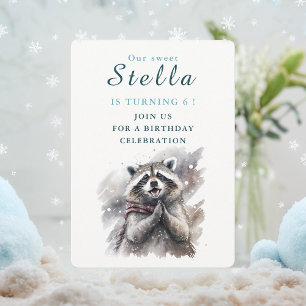 Winter vibes Racoon - Birthday Invitation Card