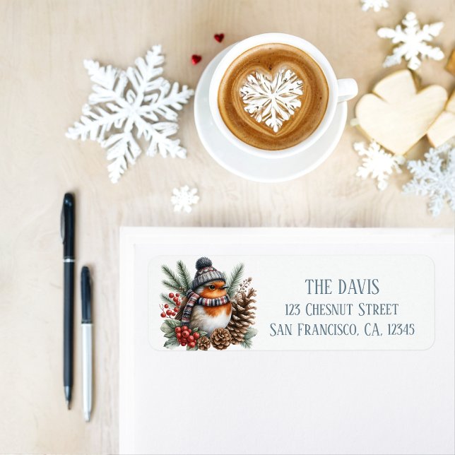 Winter Vibes Robin - Return address  Label (Creator Uploaded)