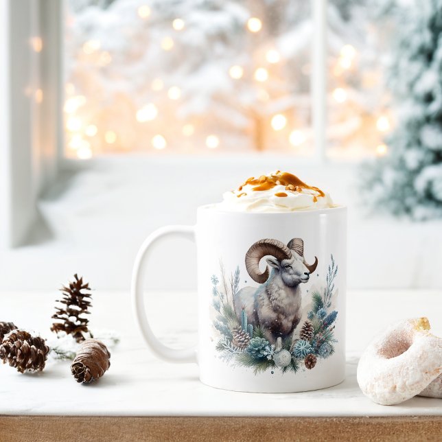 Winter Vibes Rocky Mountain Bighorn Sheep -  Coffee Mug (Creator Uploaded)
