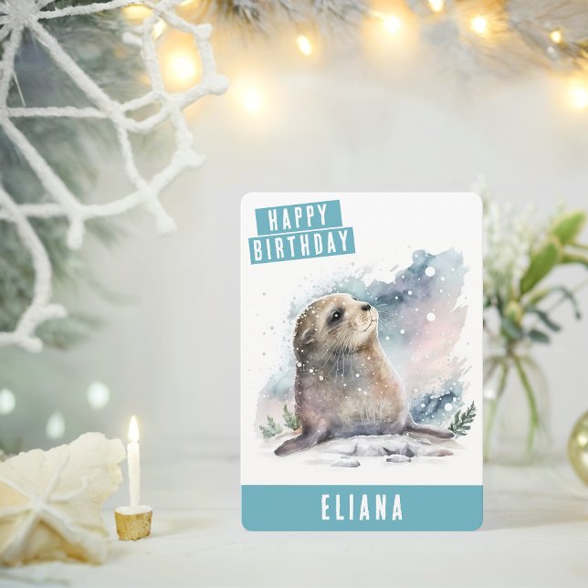 Winter vibes Seal Birthday Card (Creator Uploaded)